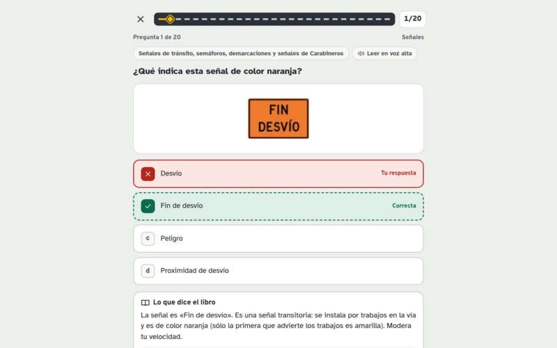 Captura de Licencia B: examen teórico Clase B